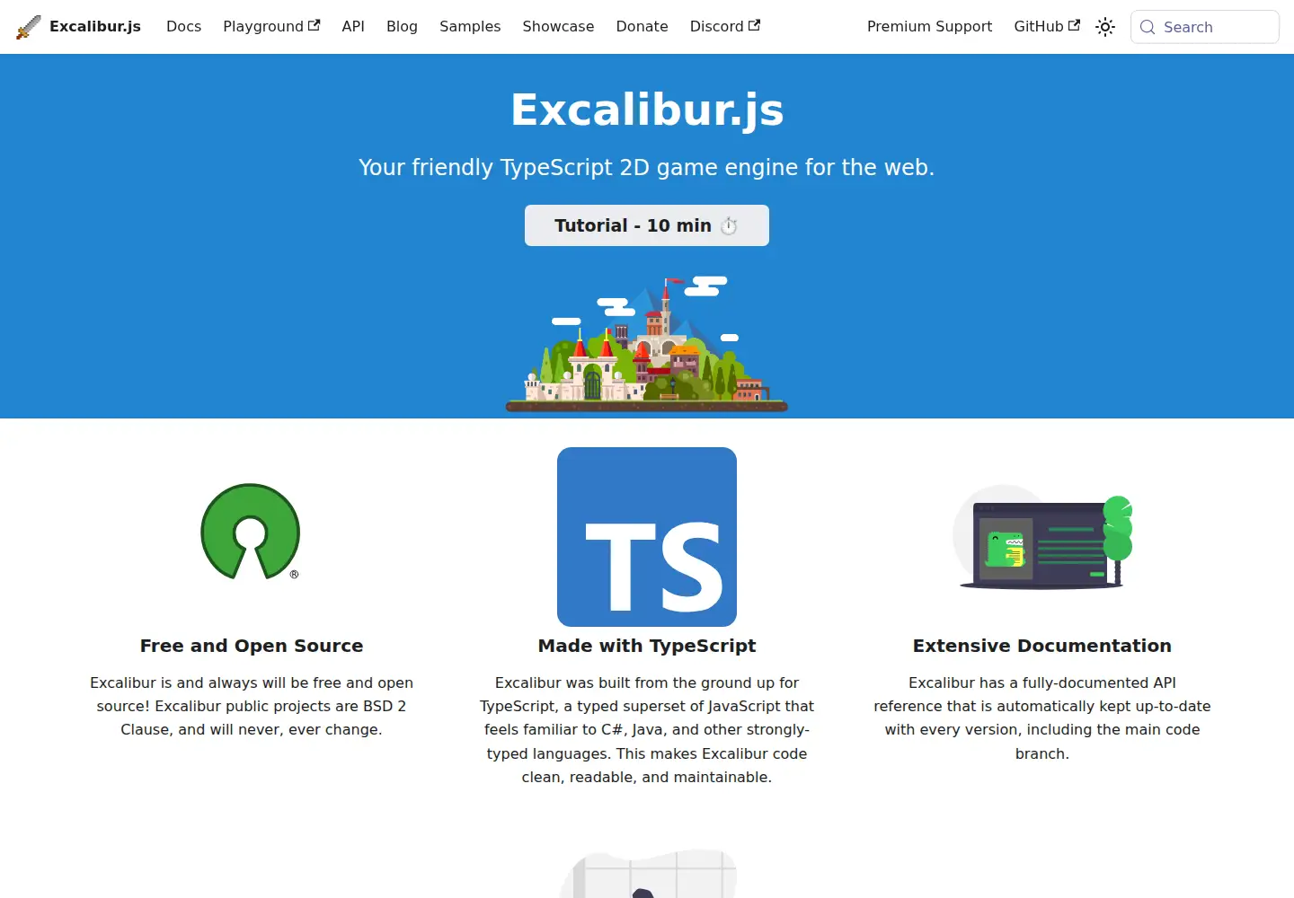 Screenshot of excaliburjs.com