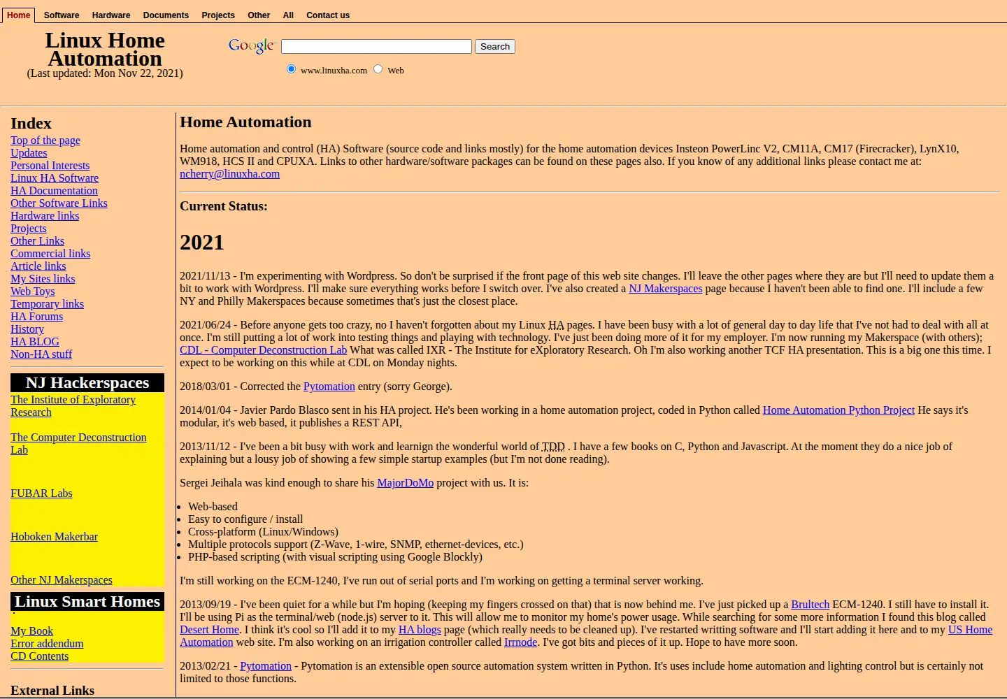 Captured homepage of linuxha.com in the current scan