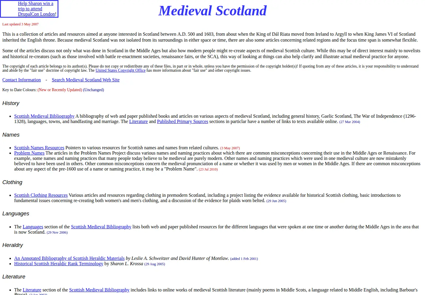 Captured homepage of medievalscotland.org in the current scan