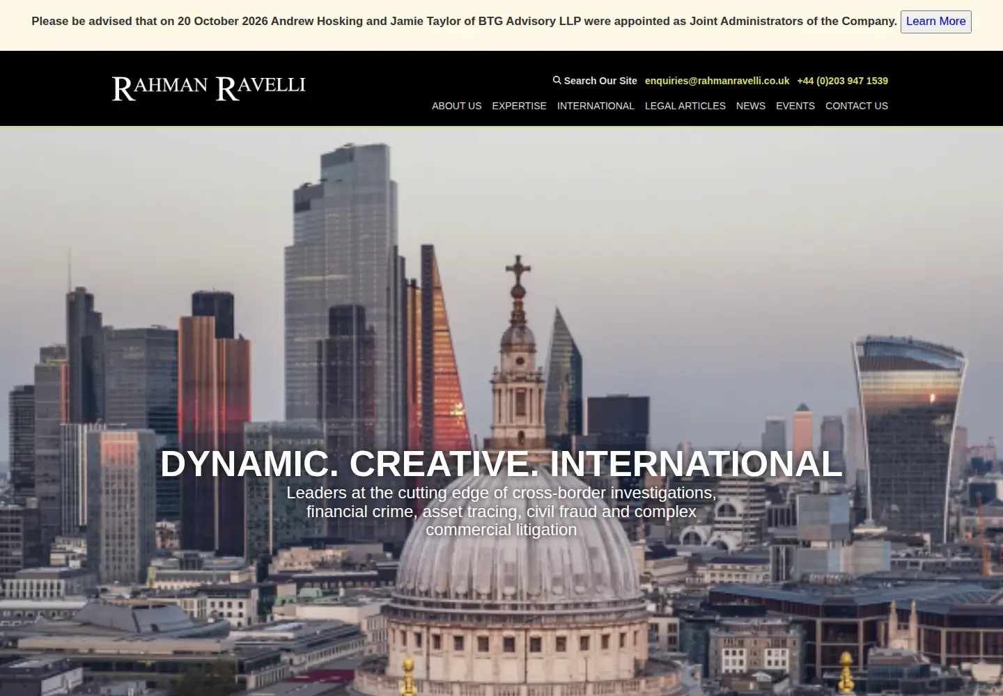 Captured homepage of rahmanravelli.co.uk in the current scan