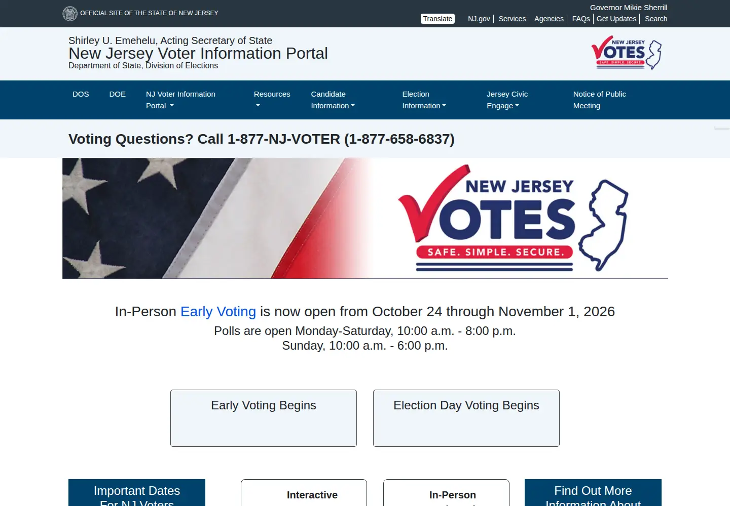 Captured homepage of njelections.org in the current scan