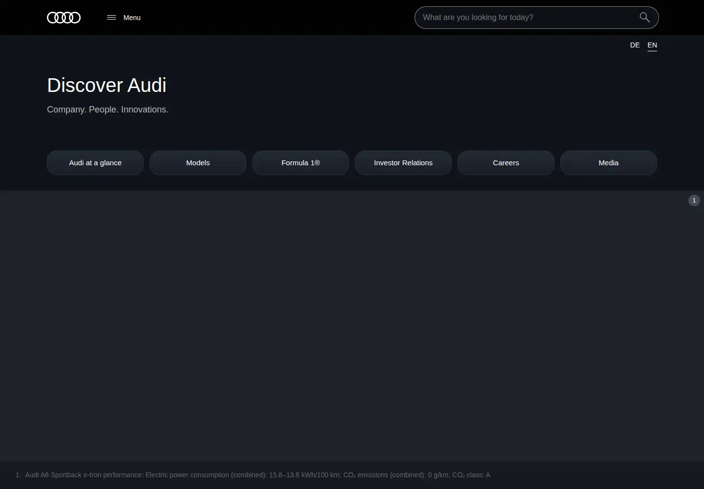 Screenshot of audi.com