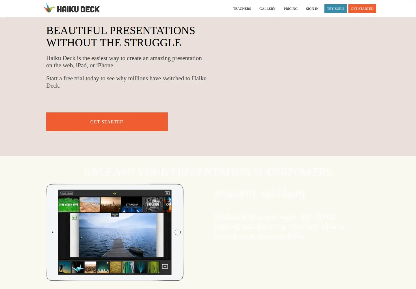 Screenshot of haikudeck.com