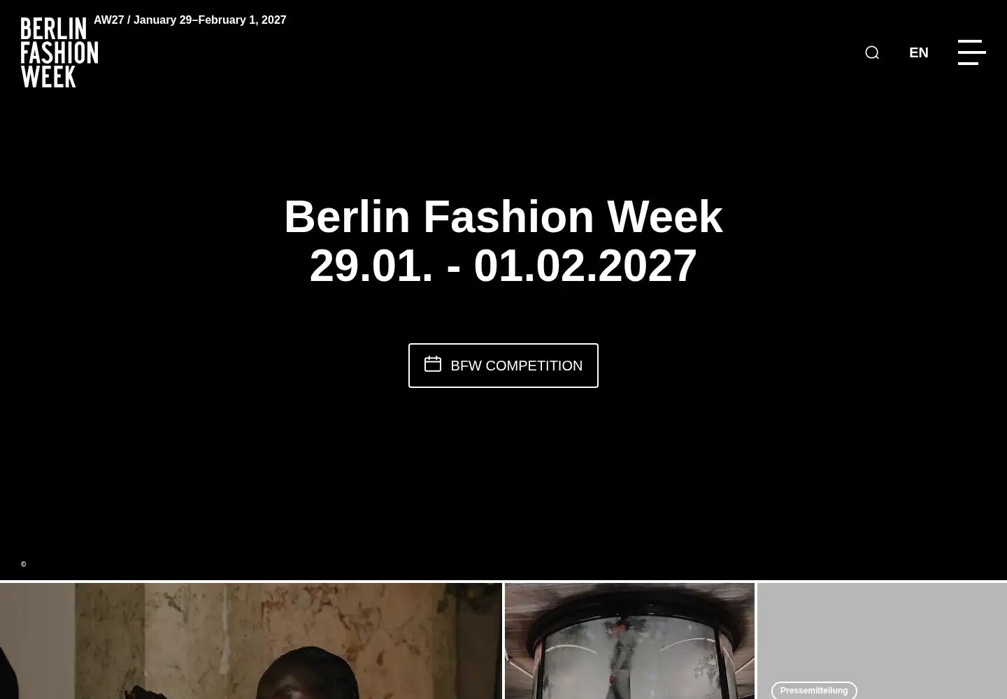 Captured homepage of fashion-week-berlin.com in the current scan