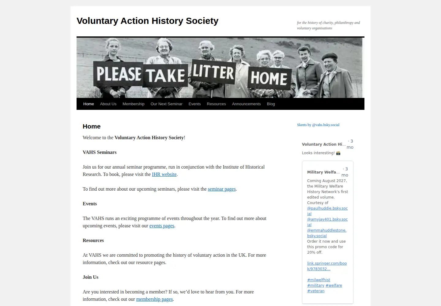 Screenshot of vahs.org.uk