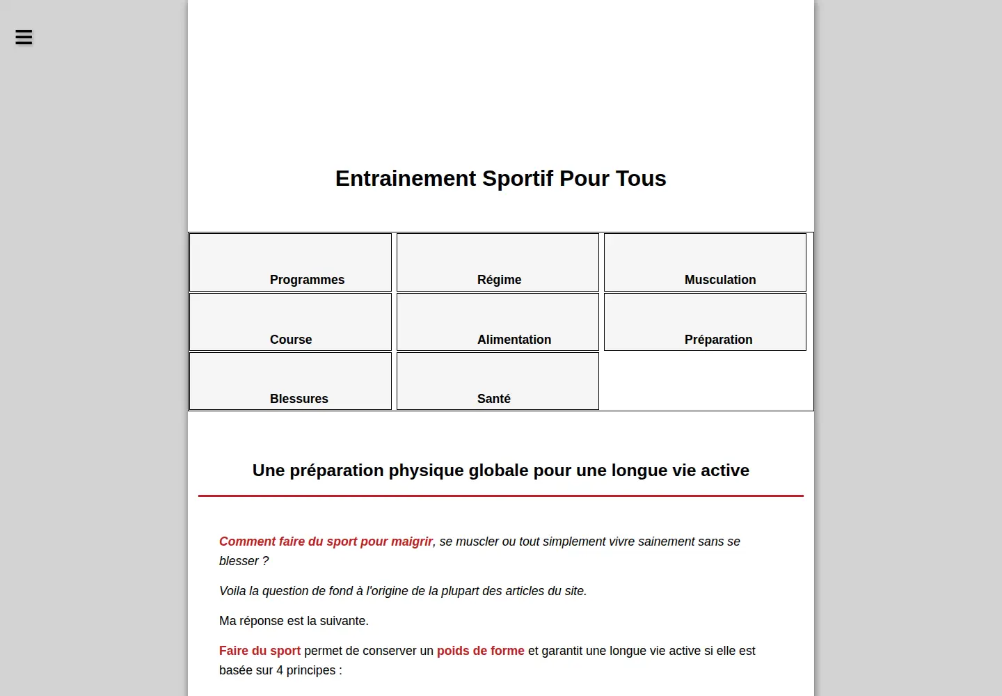Screenshot of entrainement-sportif.fr