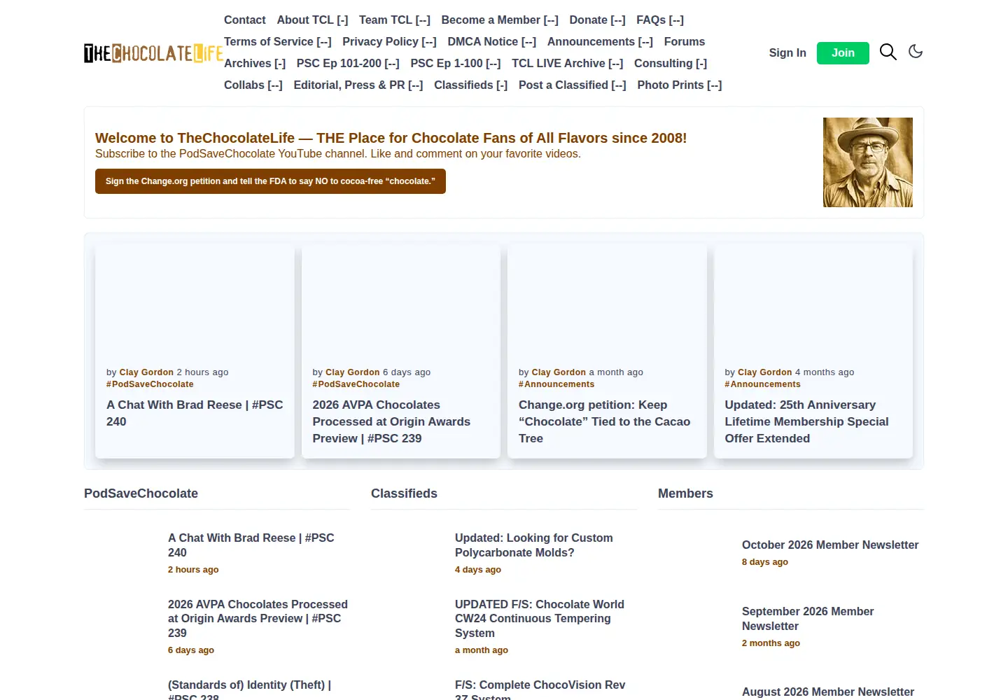 Screenshot of thechocolatelife.com