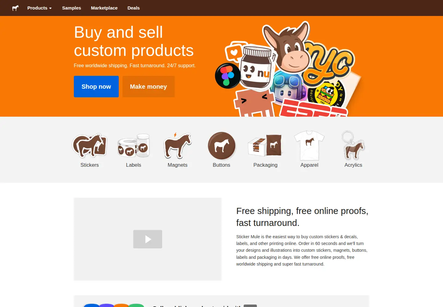 Screenshot of stickermule.com