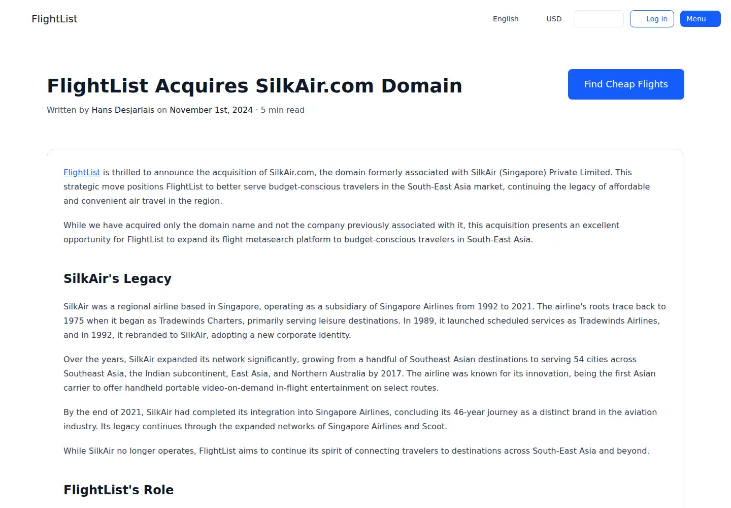 Screenshot of silkair.com