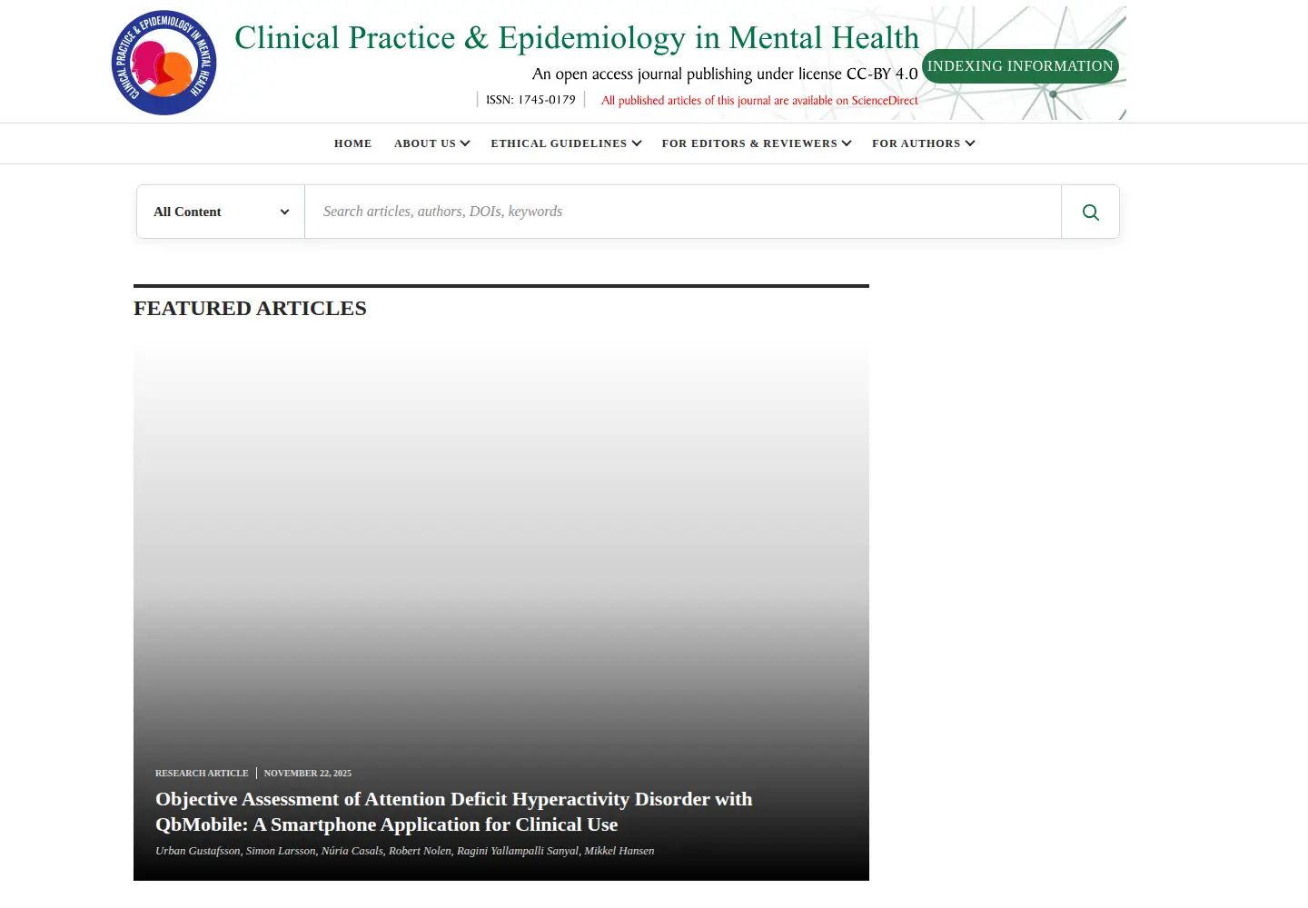 Captured homepage of clinical-practice-and-epidemiology-in-mental-health.com in the current scan