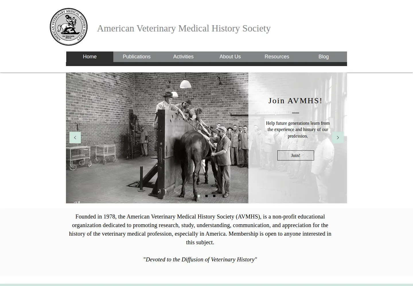 Captured homepage of avmhs.org in the current scan