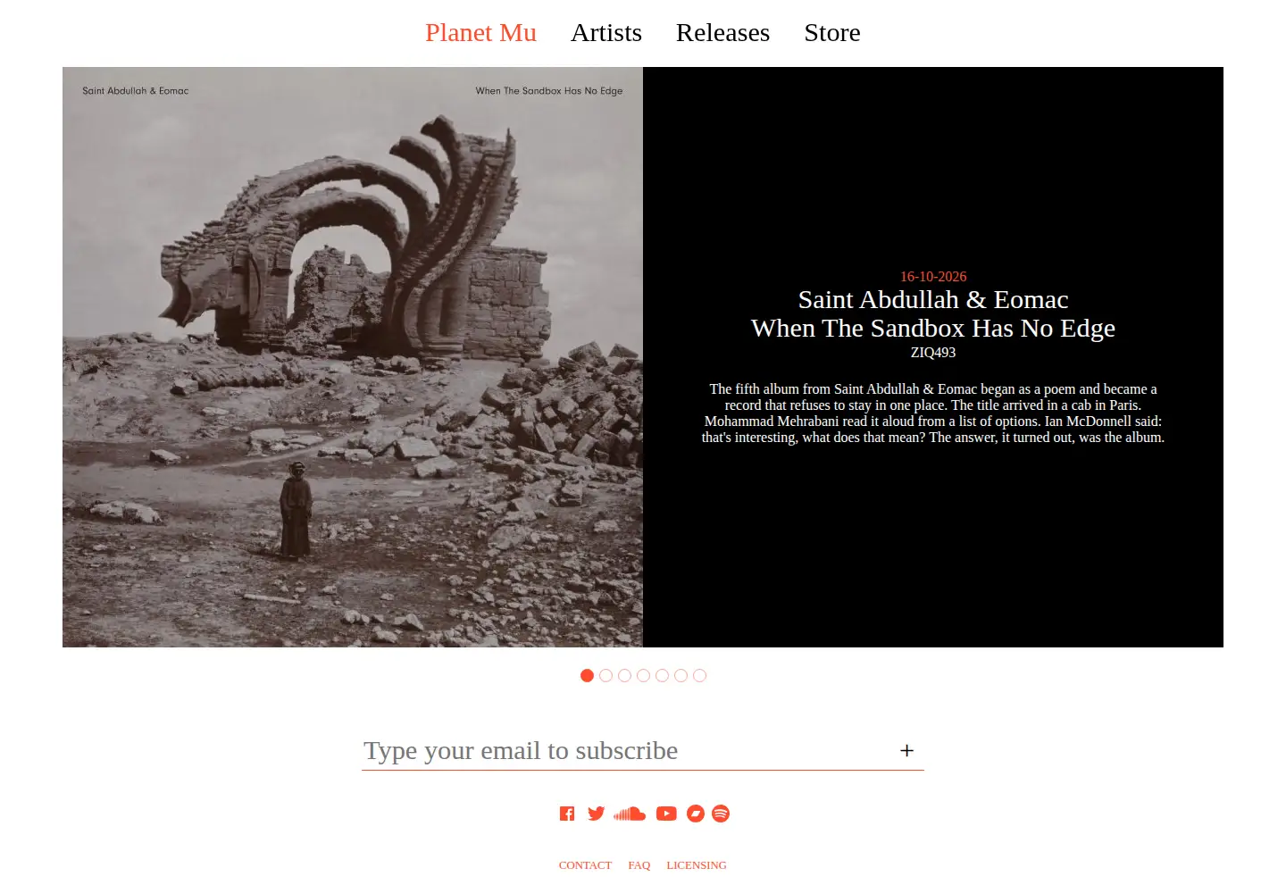 Screenshot of planet-mu.com