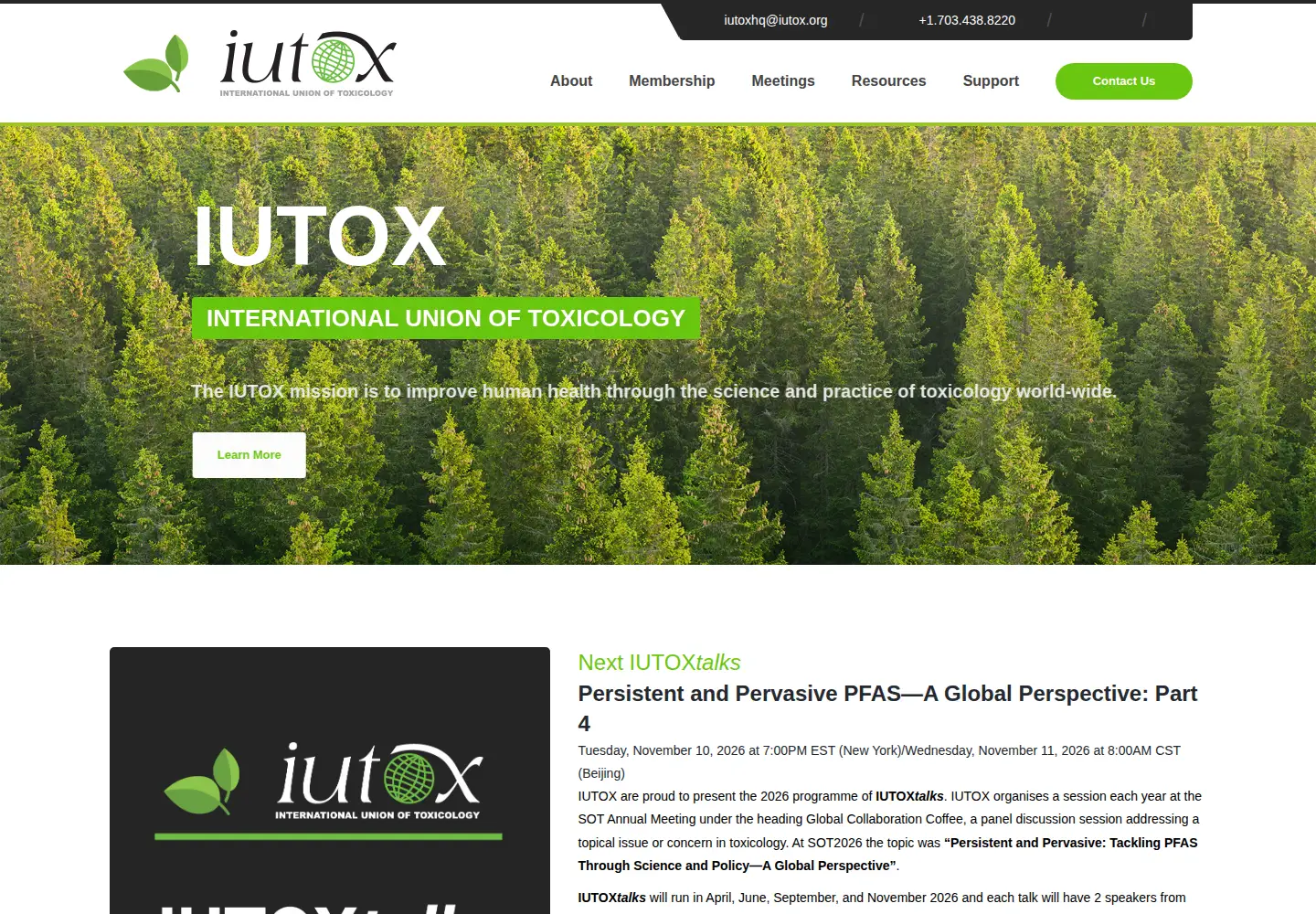 Captured homepage of iutox.org in the current scan