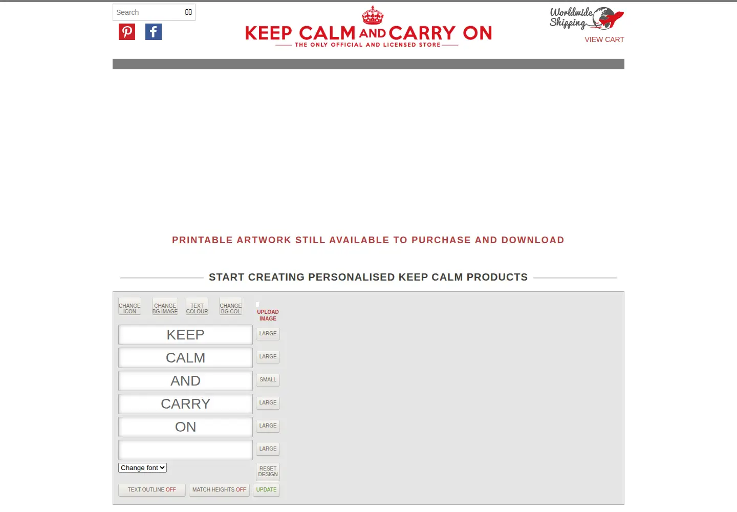 Screenshot of keepcalmandcarryon.com
