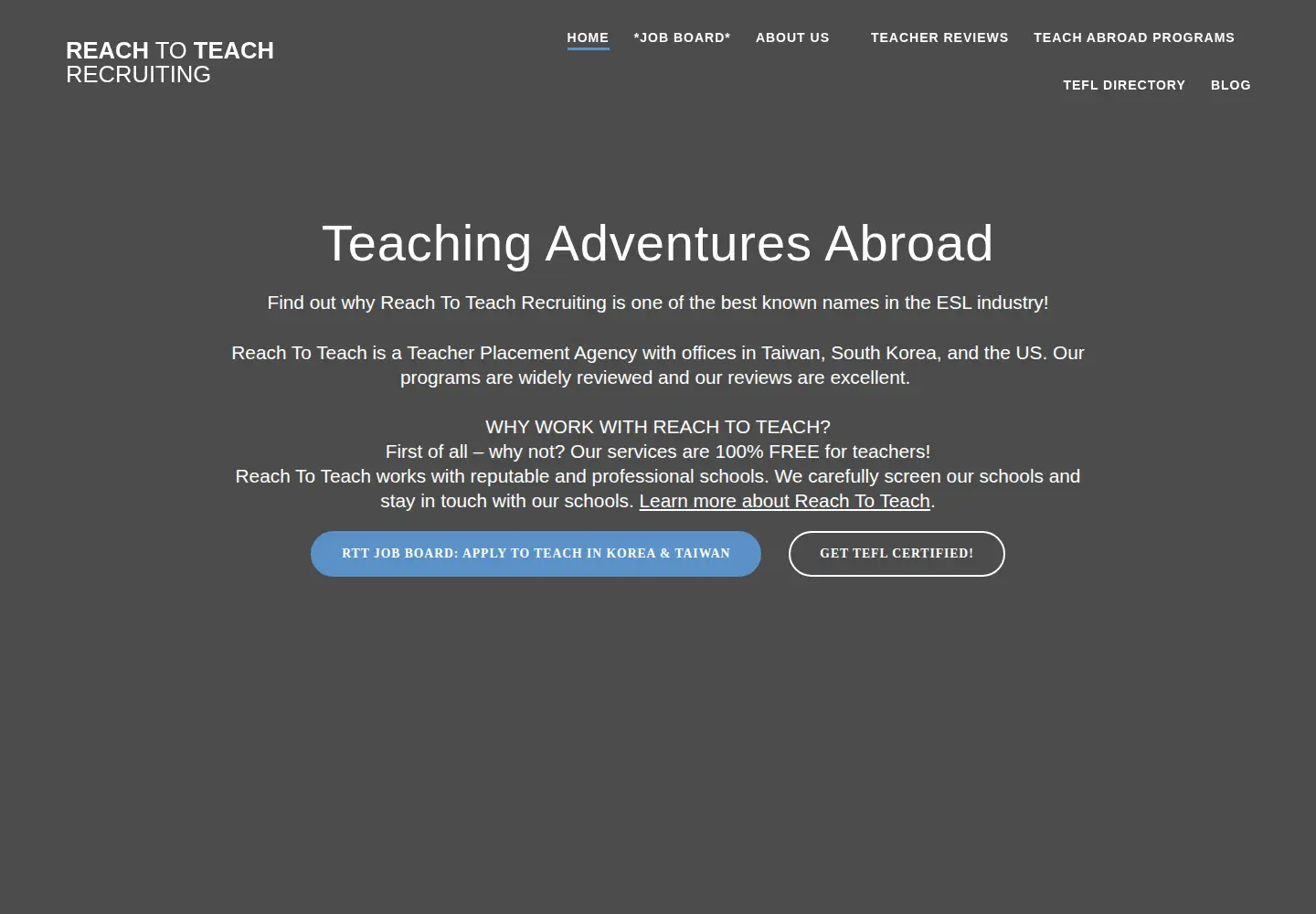 Captured homepage of reachtoteachrecruiting.com in the current scan