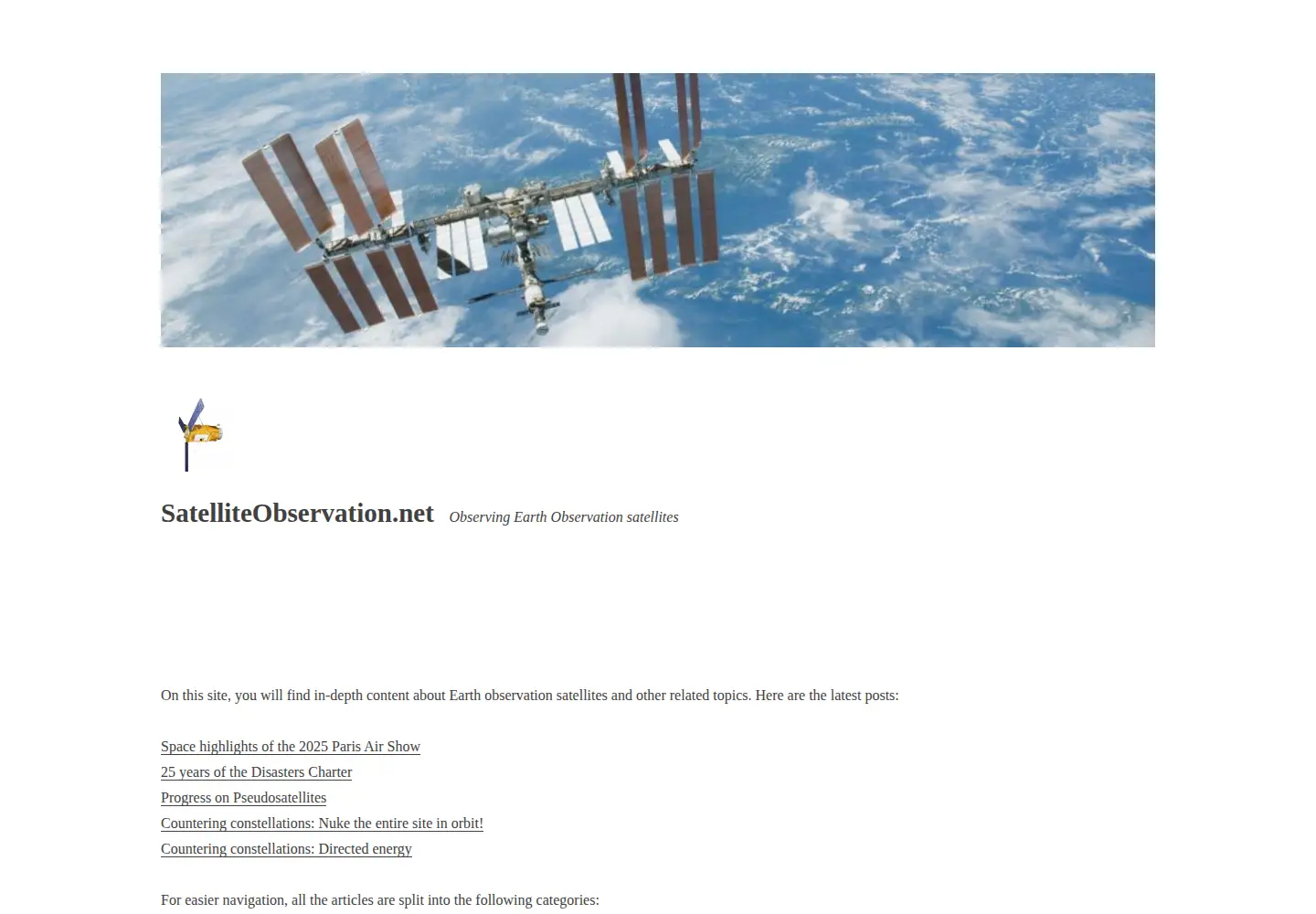 Screenshot of satelliteobservation.net