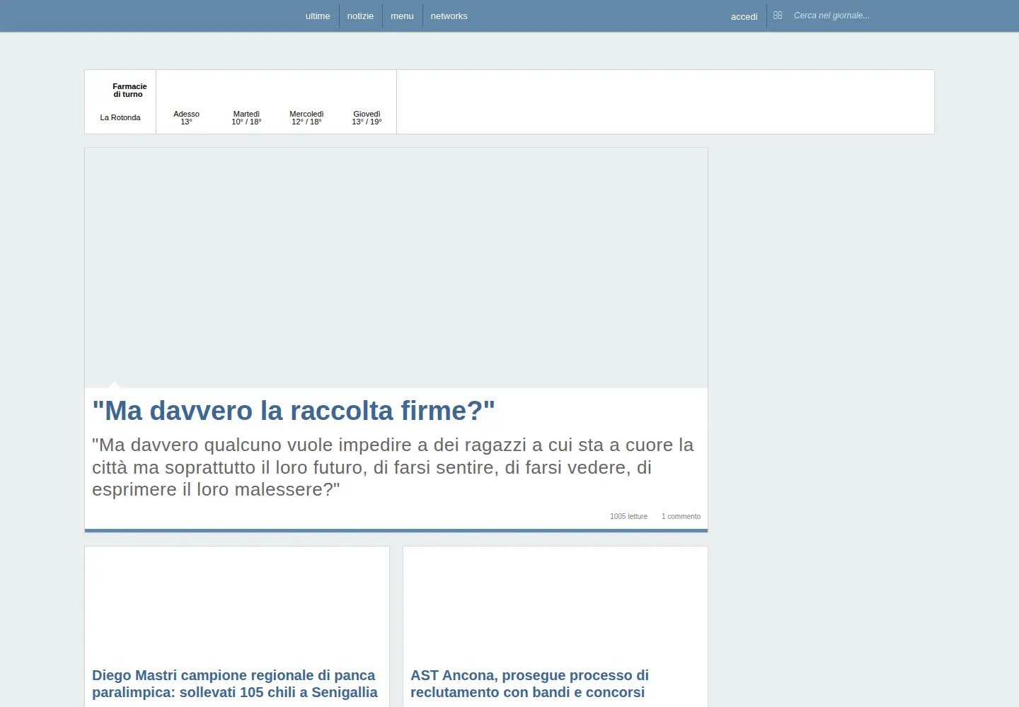 Captured homepage of senigallianotizie.it in the current scan