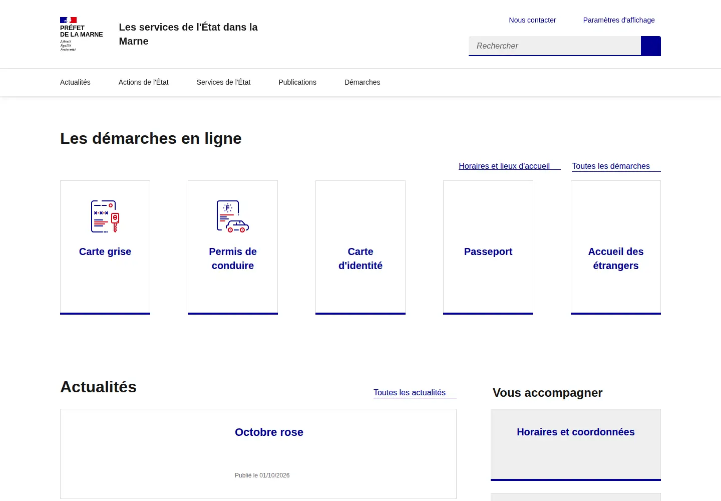 Captured homepage of marne.gouv.fr in the current scan