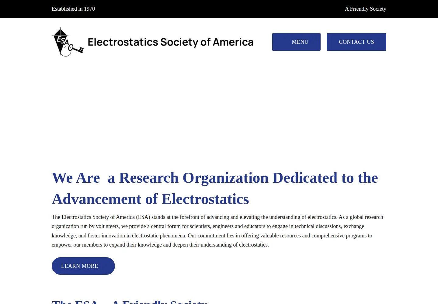 Captured homepage of electrostatics.org in the current scan