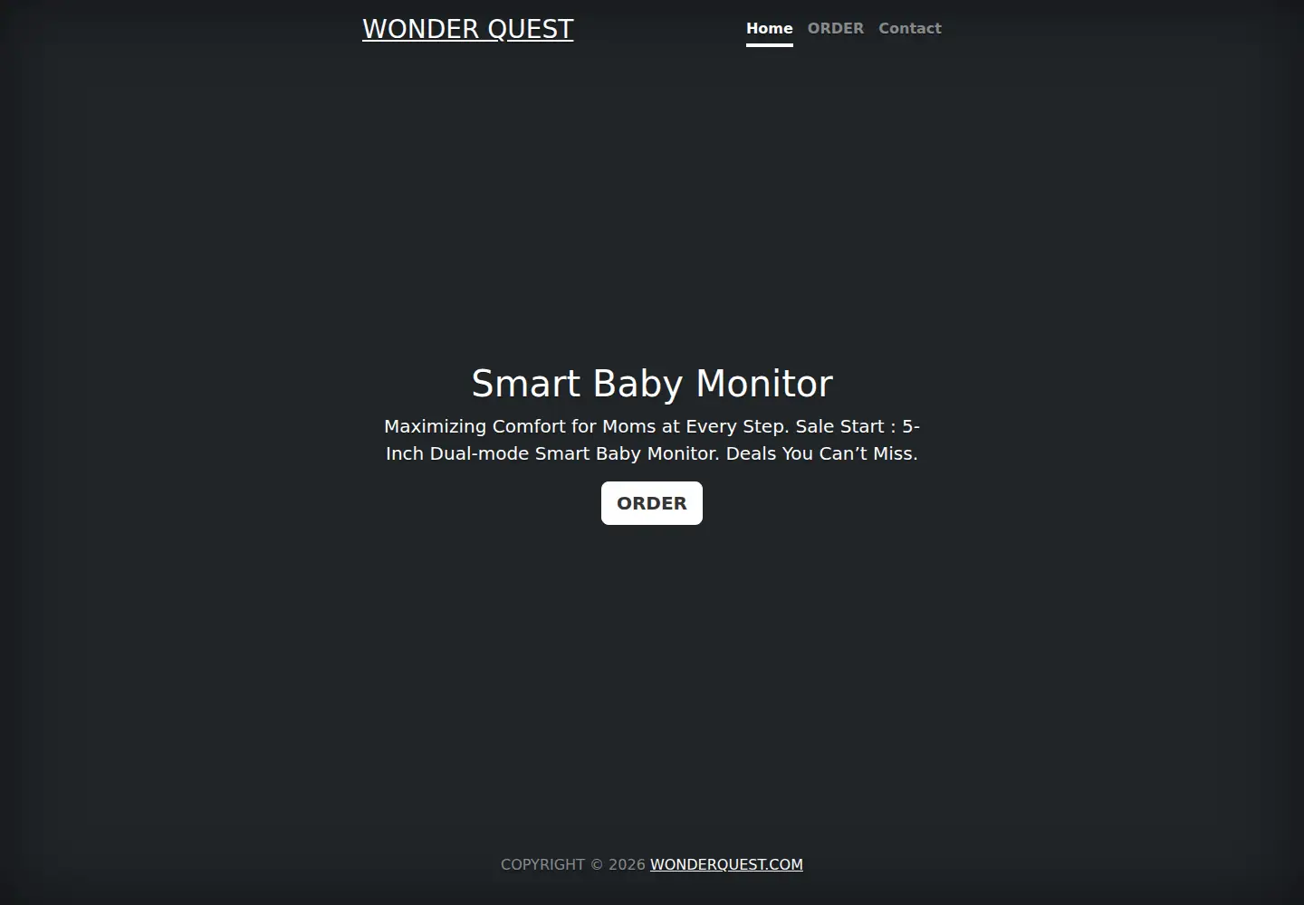 Captured homepage of wonderquest.com in the current scan