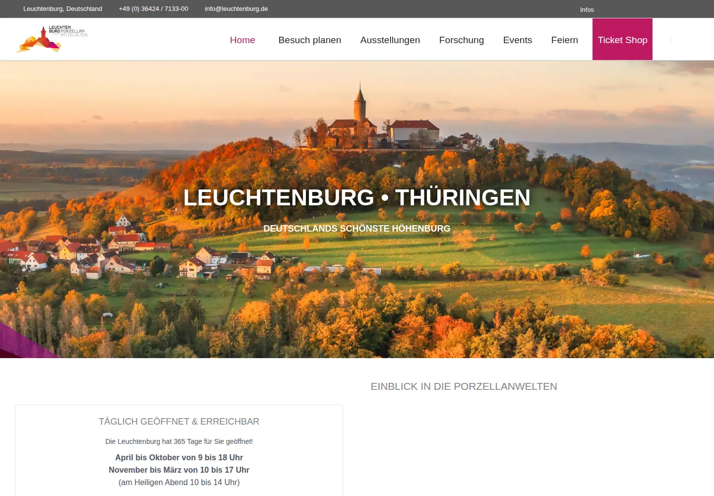 Screenshot of leuchtenburg.de