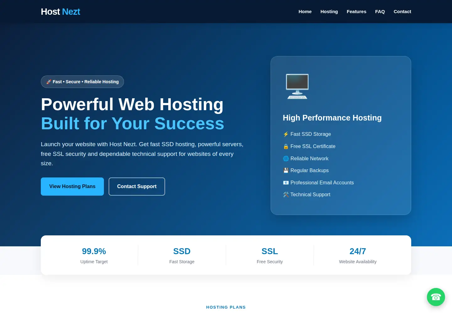 Captured homepage of hostnezt.com in the current scan