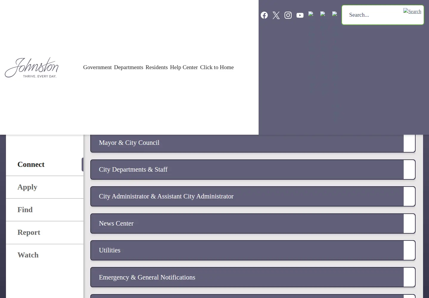 Screenshot of cityofjohnston.com