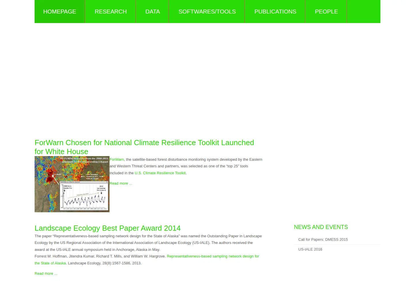 Captured homepage of climatemodeling.org in the current scan