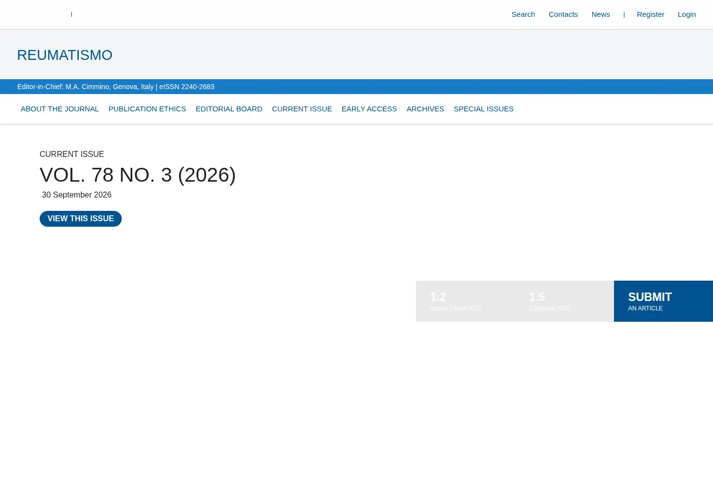 Captured homepage of reumatismo.org in the current scan