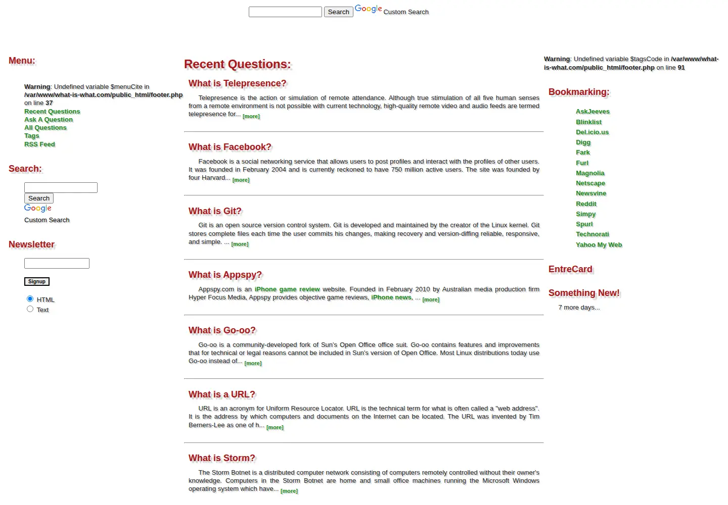 Captured homepage of what-is-what.com in the current scan