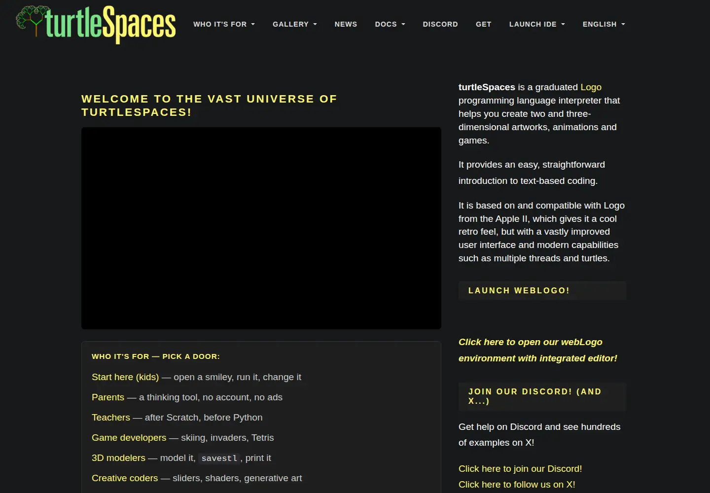 Captured homepage of turtlespaces.org in the current scan