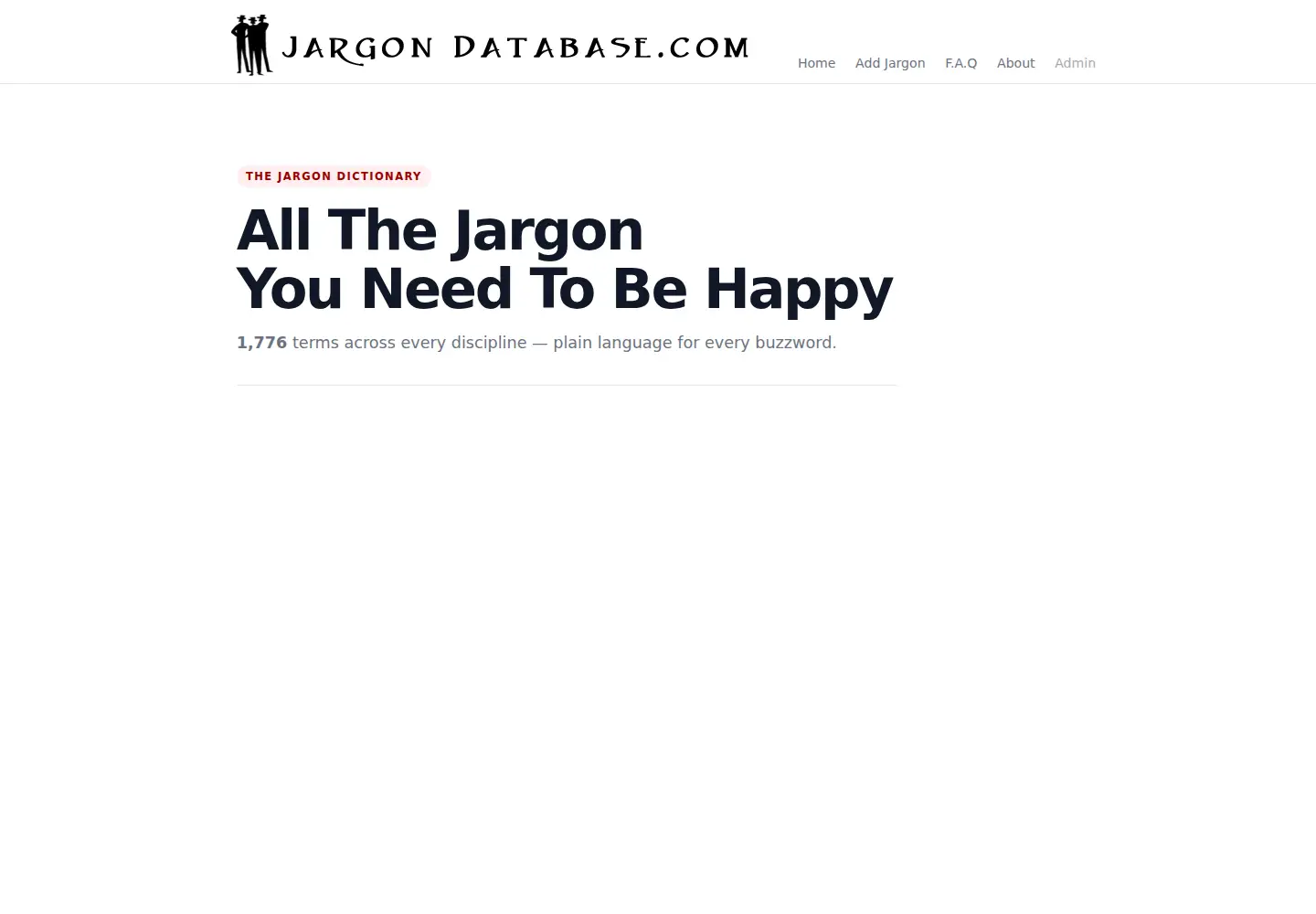 Screenshot of jargondatabase.com