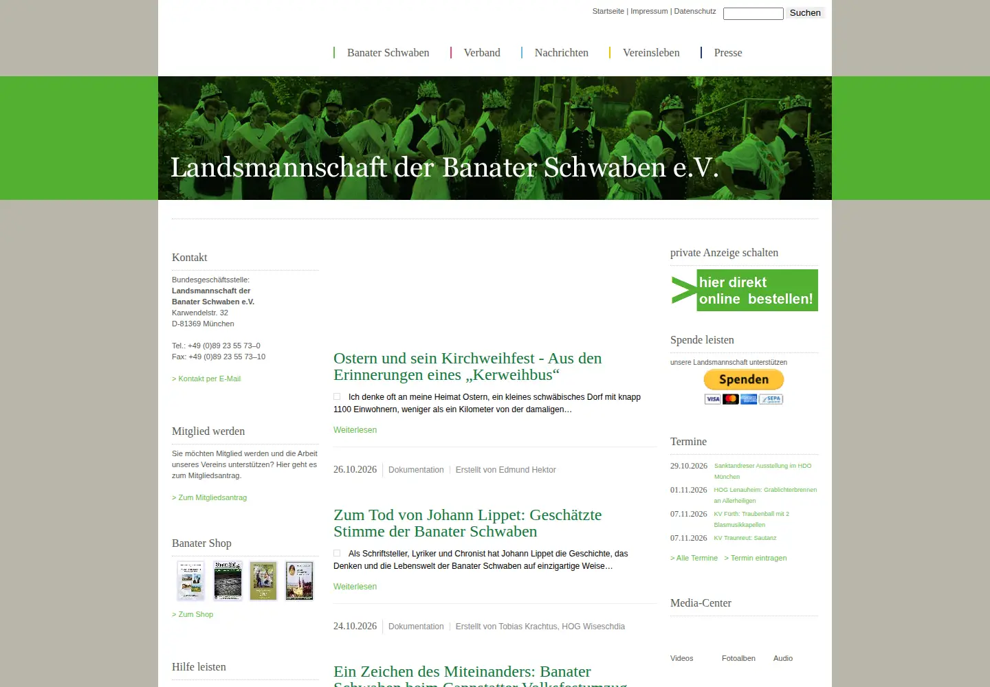 Screenshot of banater-schwaben.org