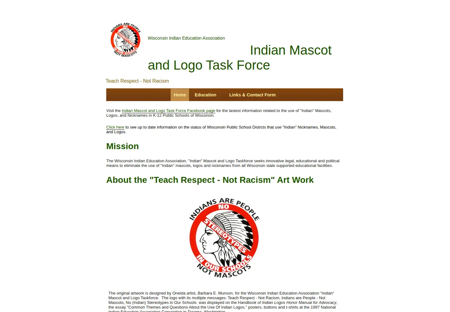 Captured homepage of indianmascots.com in the current scan