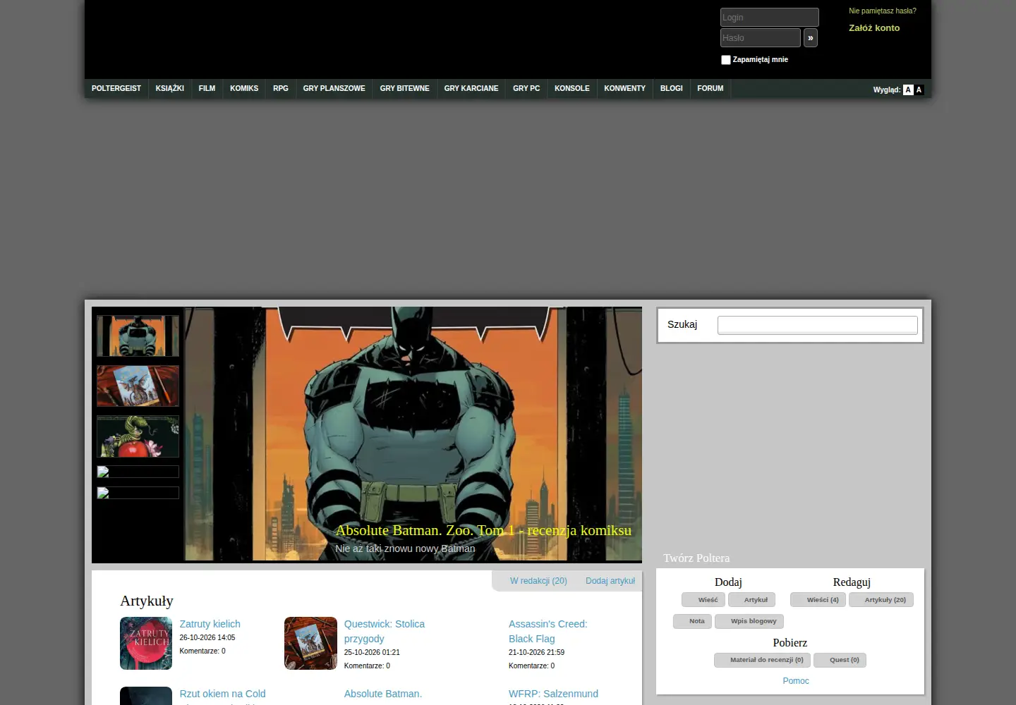 Captured homepage of polter.pl in the current scan