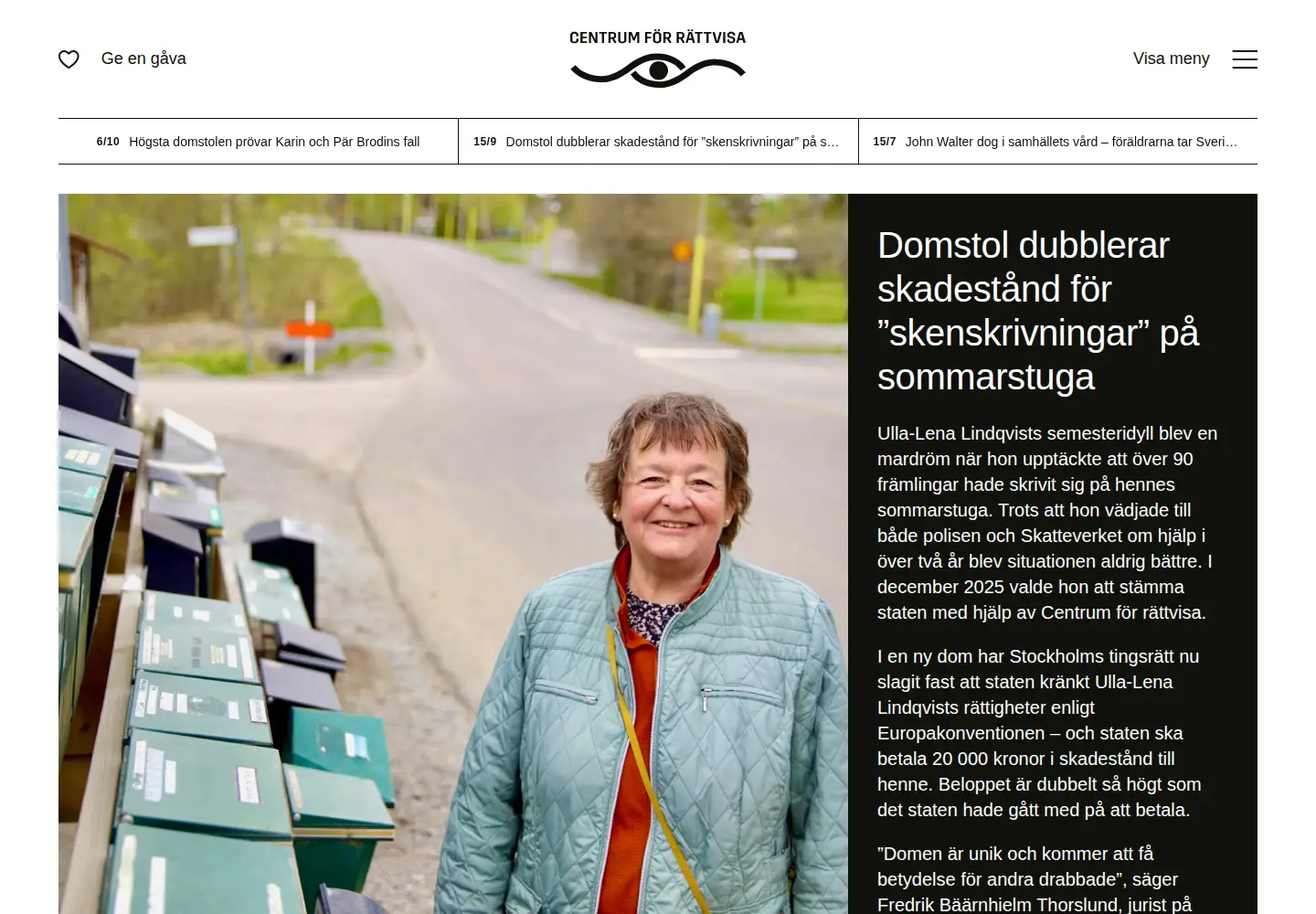 Captured homepage of centrumforrattvisa.se in the current scan