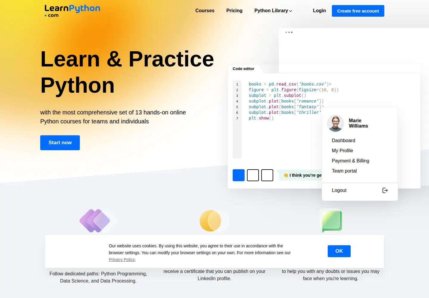Captured homepage of learnpython.com in the current scan