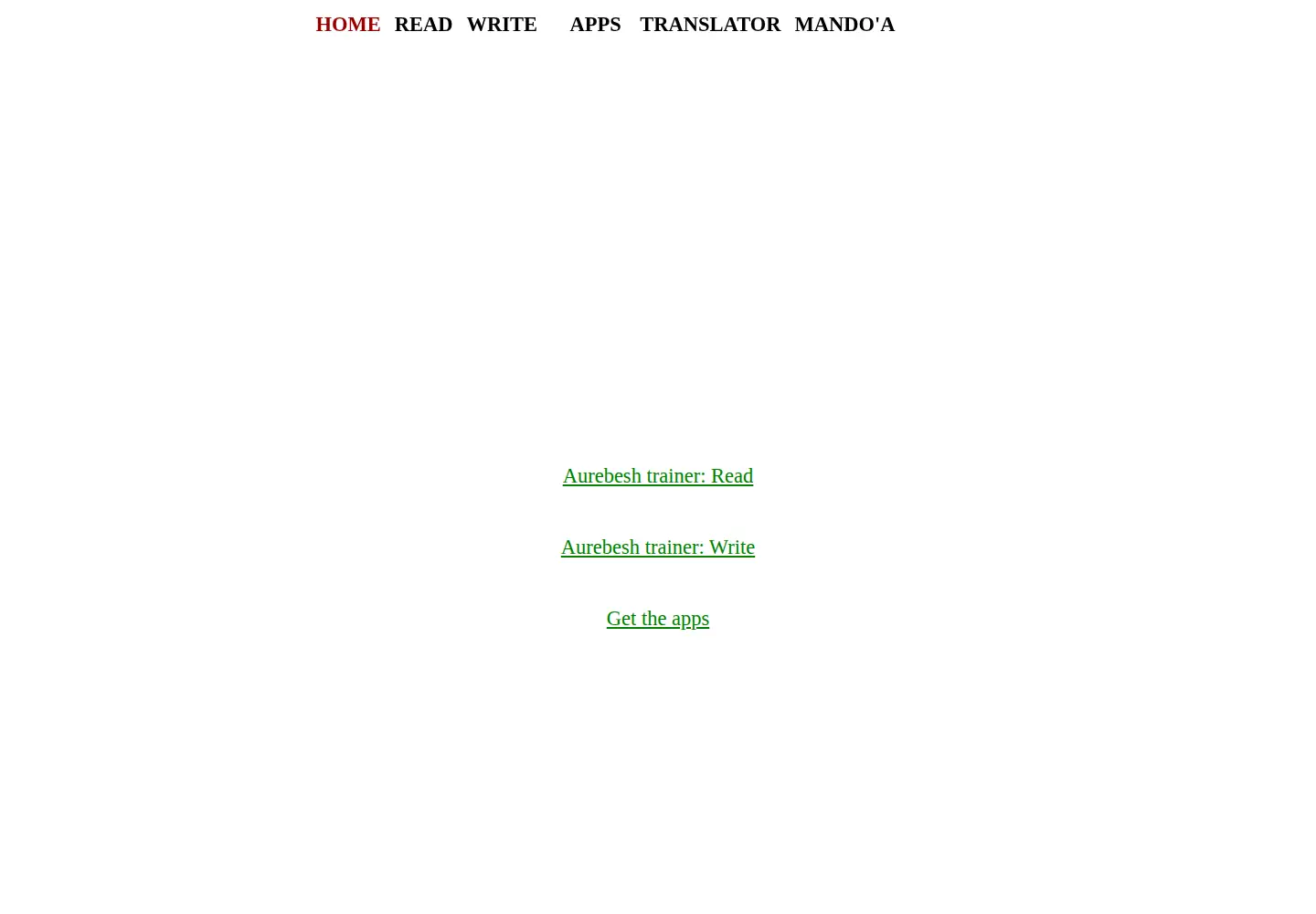 Screenshot of aurebesh.org