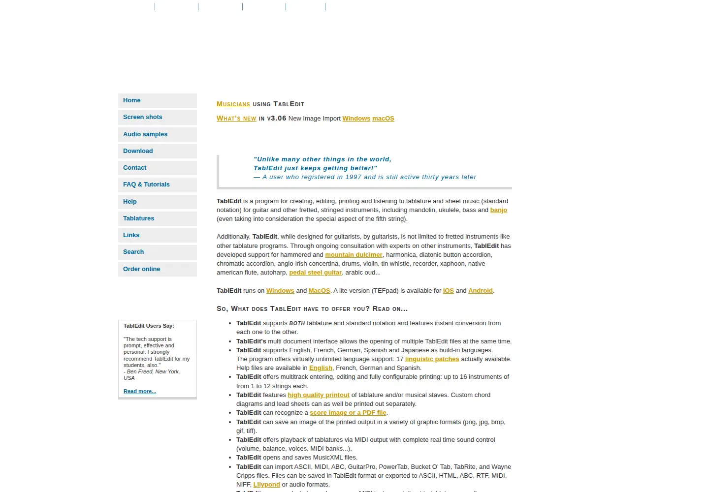 Captured homepage of tabledit.com in the current scan