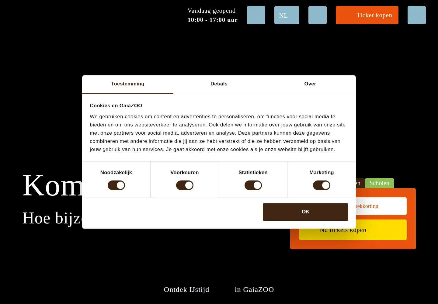 Captured homepage of gaiazoo.nl in the current scan