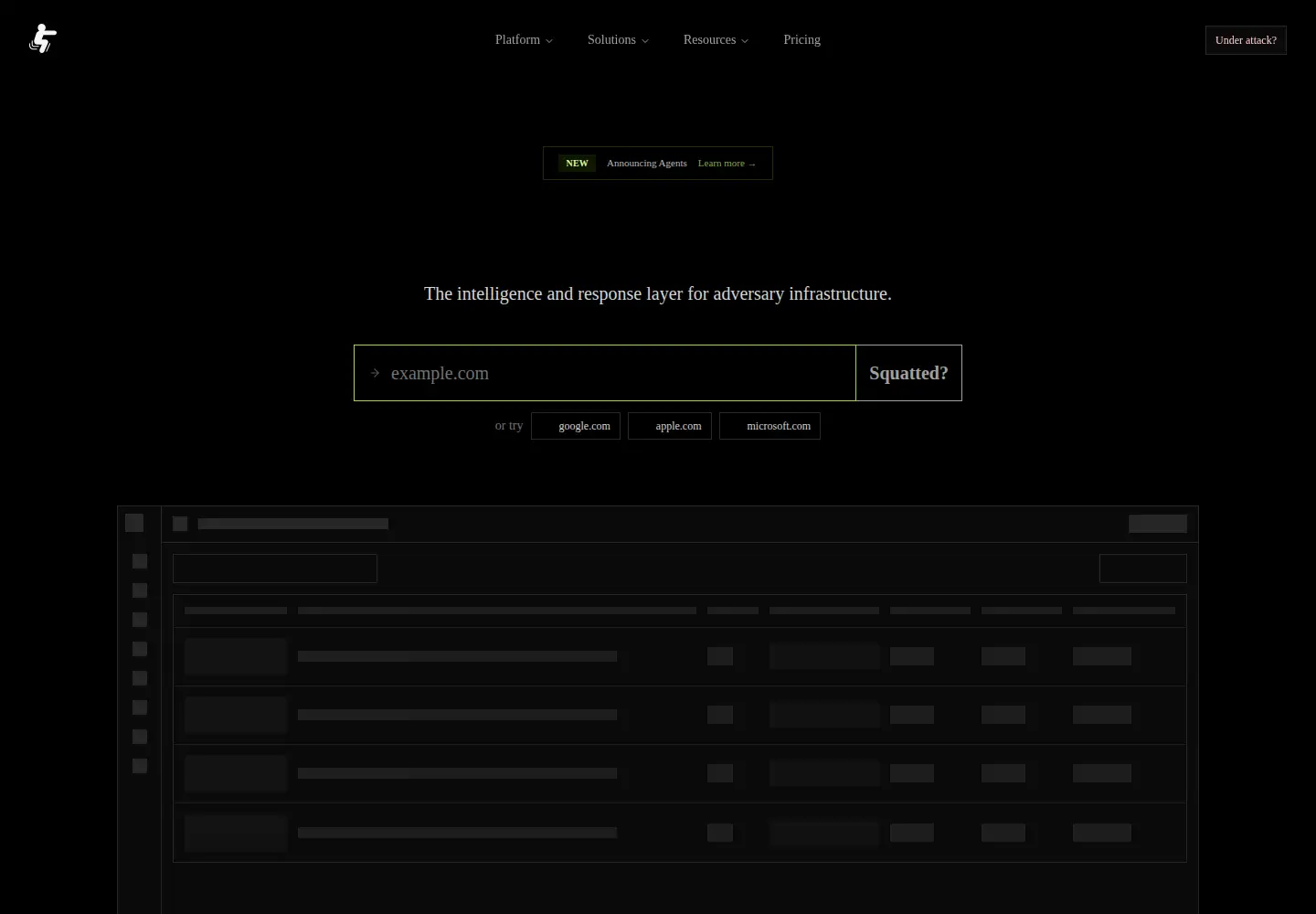 Screenshot of haveibeensquatted.com