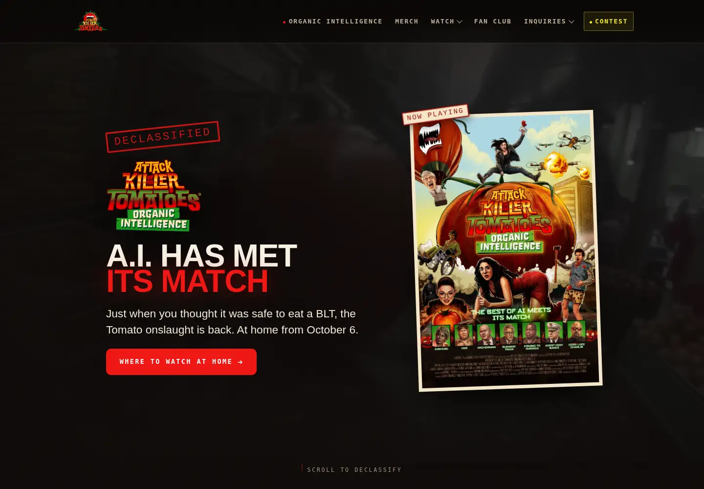 Captured homepage of killertomatoes.com in the current scan