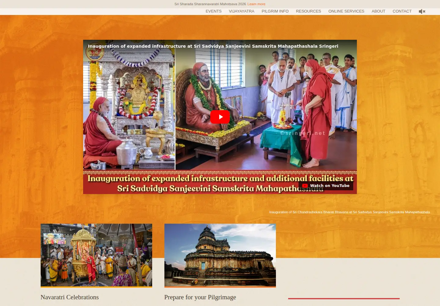 Captured homepage of sringeri.net in the current scan