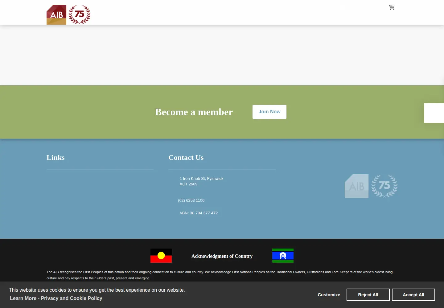 Screenshot of aib.org.au