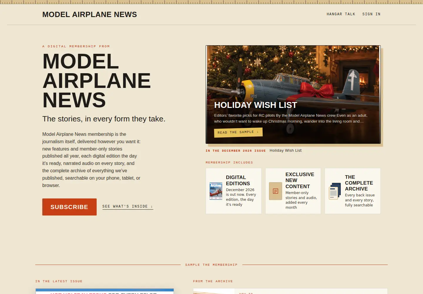 Captured homepage of modelairplanenews.com in the current scan
