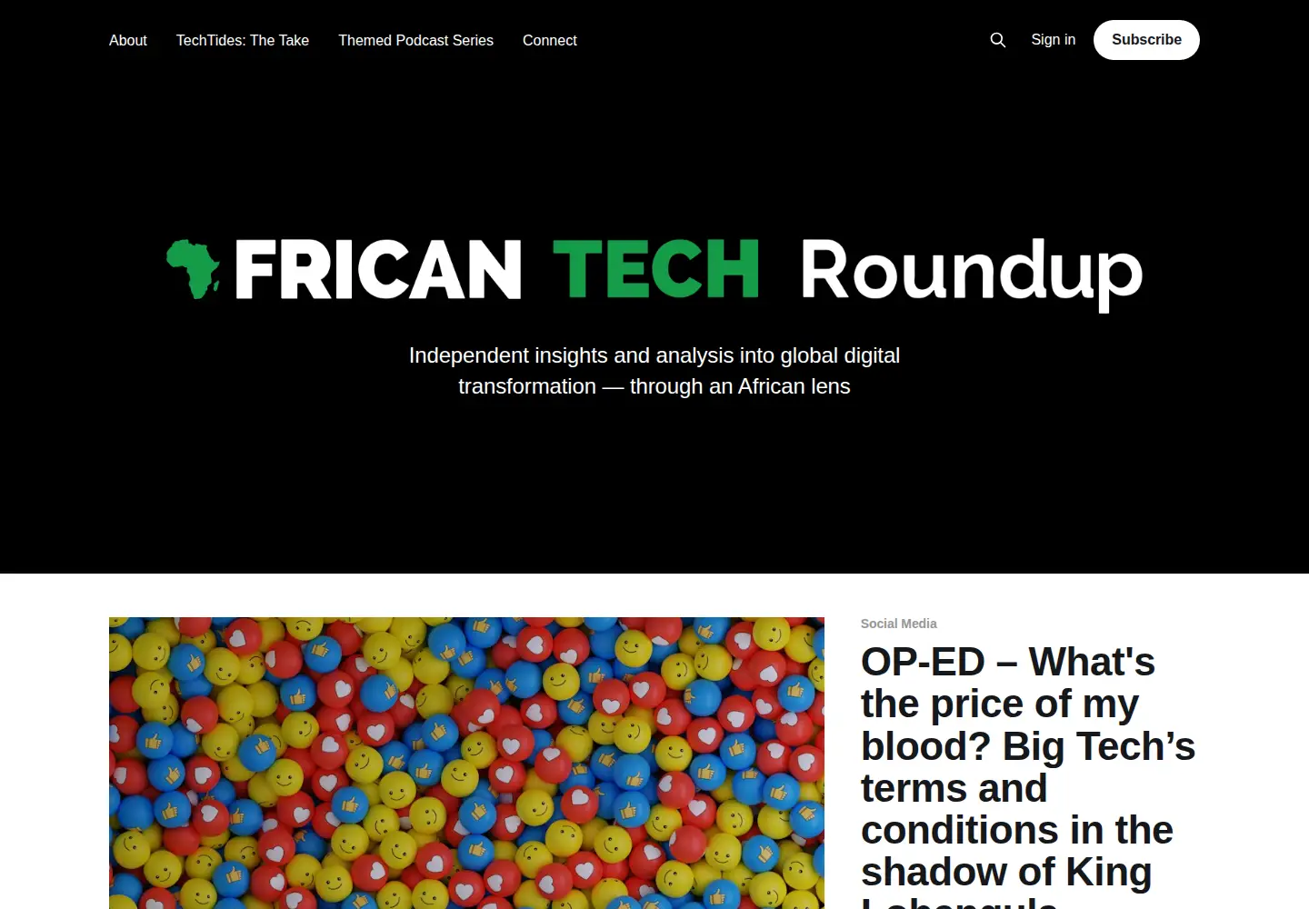 Screenshot of africantechroundup.com