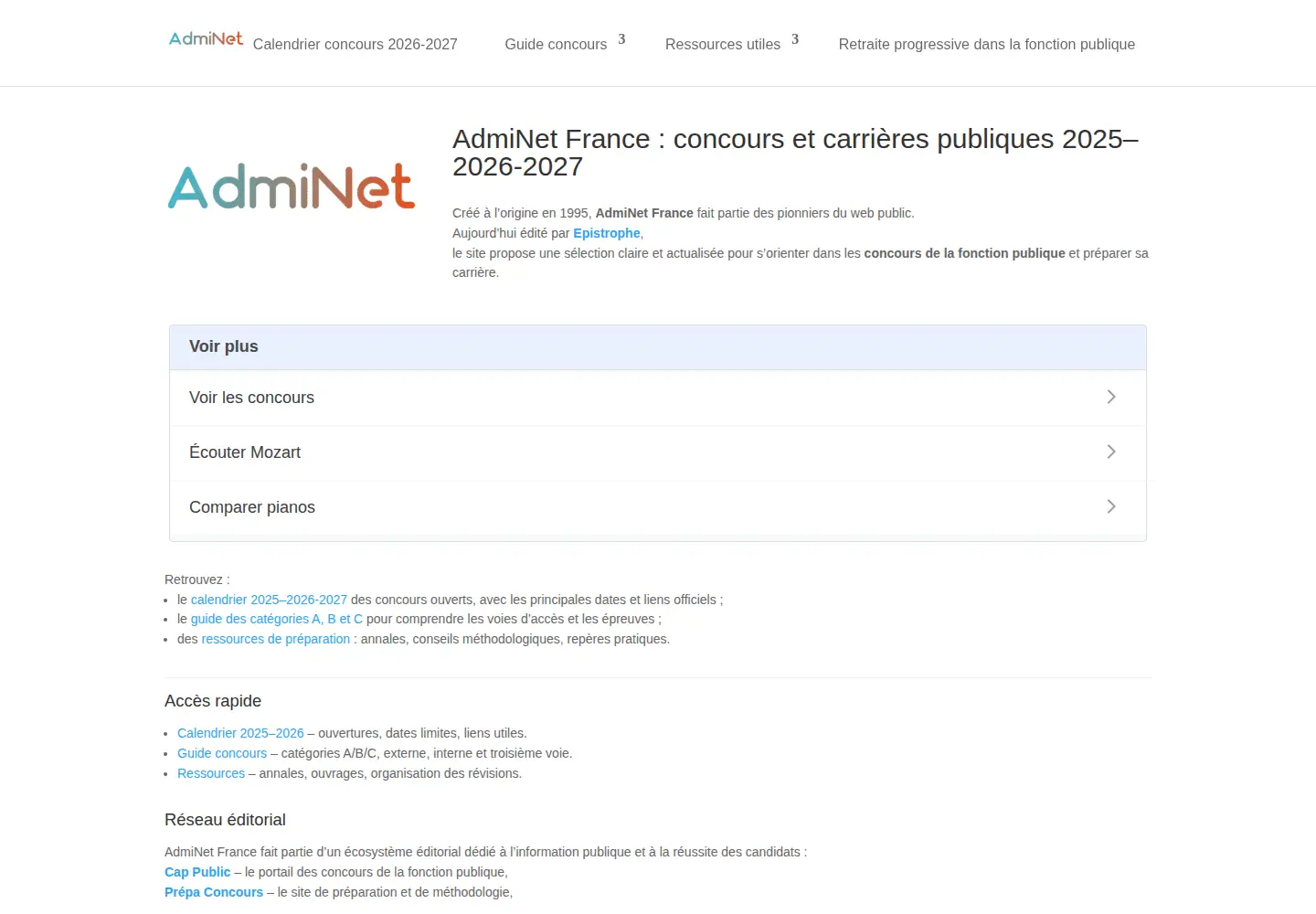 Screenshot of adminet.fr