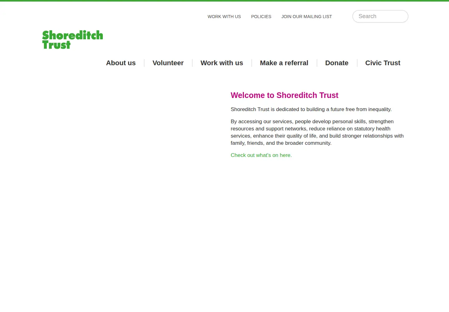 Captured homepage of shoreditchtrust.org.uk in the current scan