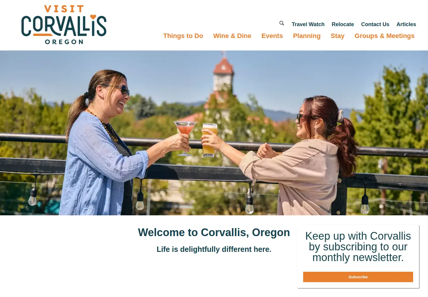 Captured homepage of visitcorvallis.com in the current scan