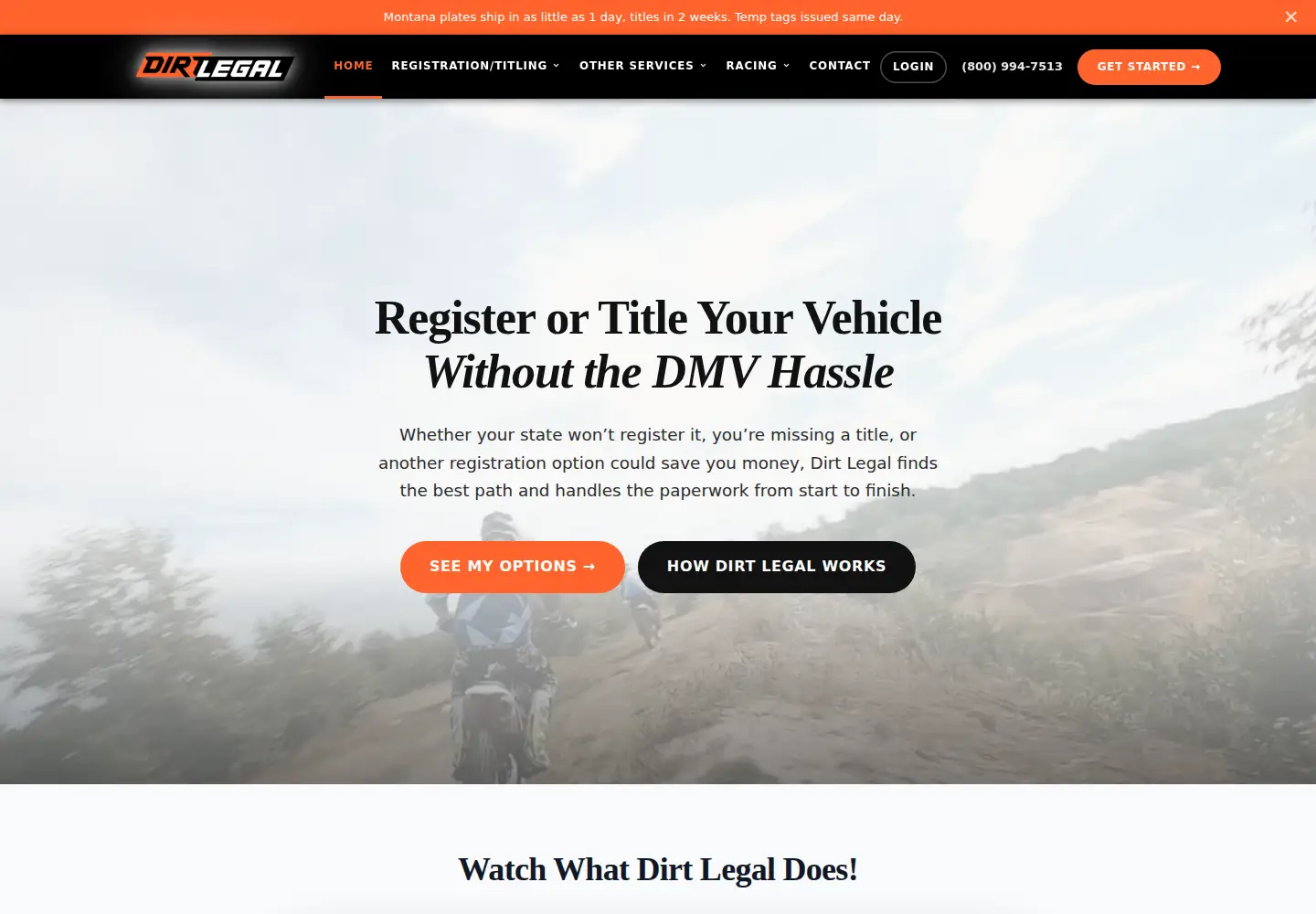 Captured homepage of dirtlegal.com in the current scan